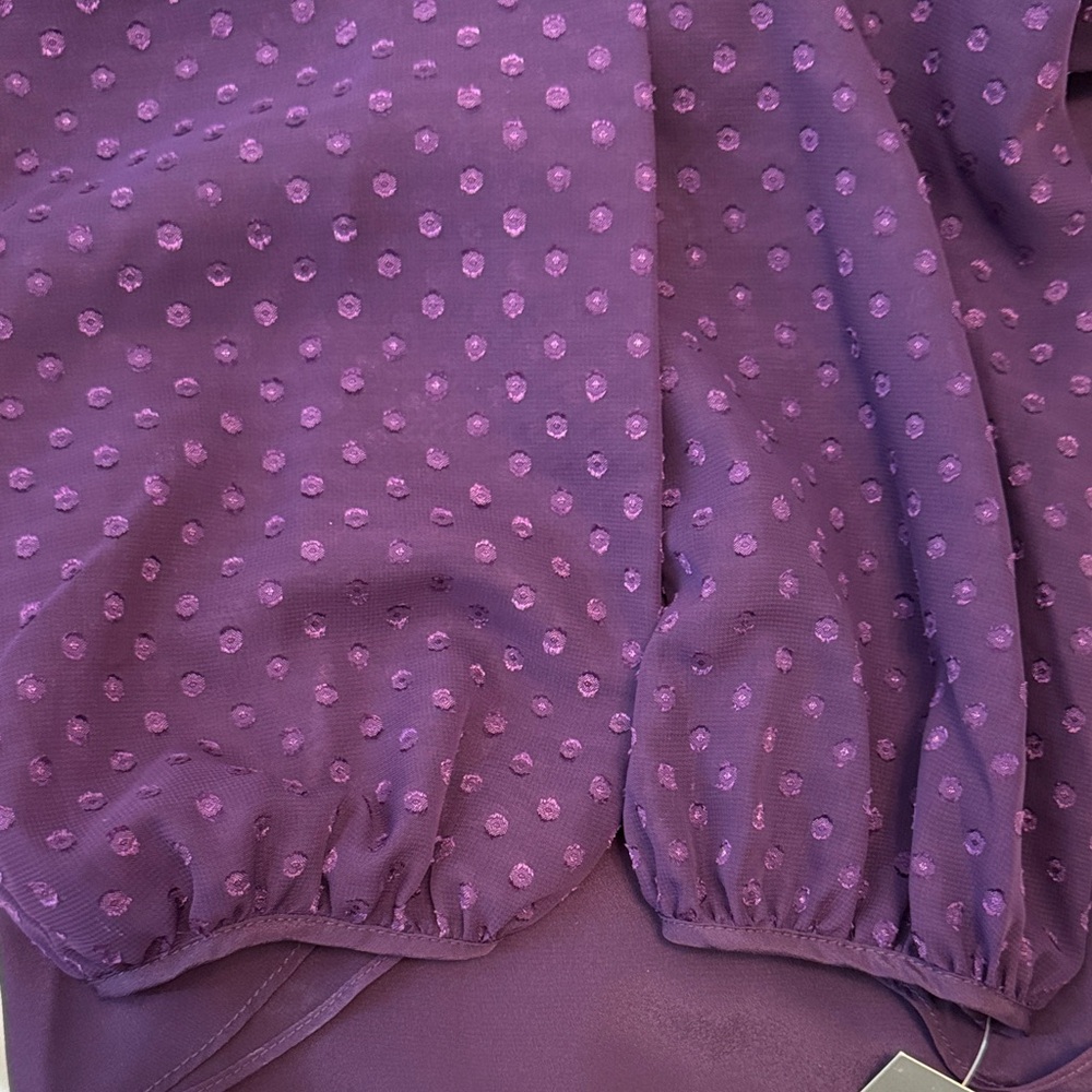 Apt. 9 Deep Purple Long-Sleeve Sheer-Sleeve Blouse - Picture 4 of 4